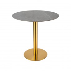 Стол с круглой столешницей Pietr di Luna диаметром 80 см. и подстольем из нержавеющей стали золотого цвета.