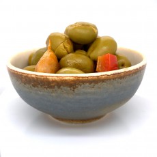 Оливки с паприкой и чесноком, Веридаль, раздавленные в соусе, слабой соли