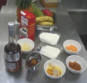Парфе из тропических фруктов с сорбетом и ананасом-гриль